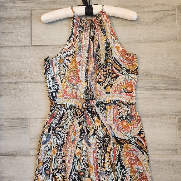 1.State Jumpsuit 2 Paisley Black Red Halter Wide Leg Back Tie Boho Comfy New$100 - Picture 14 of 16